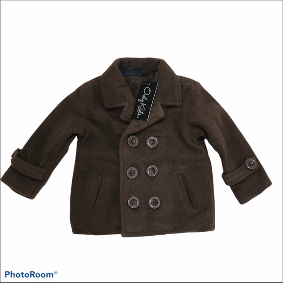 Only Kids double breasted brown peacoat, khakis & shirt outfit - Picture 2 of 11